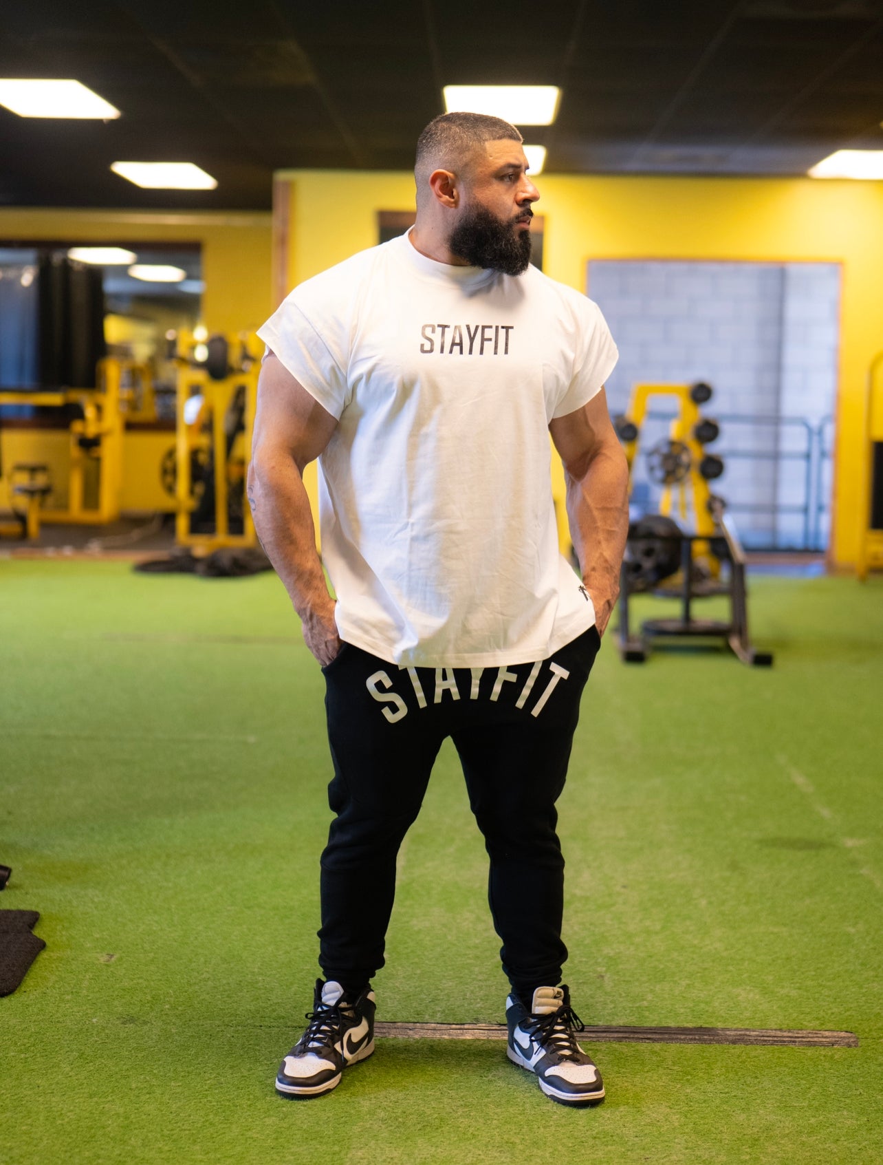 Vertical STAYFIT Oversized Cut Off T Shirt