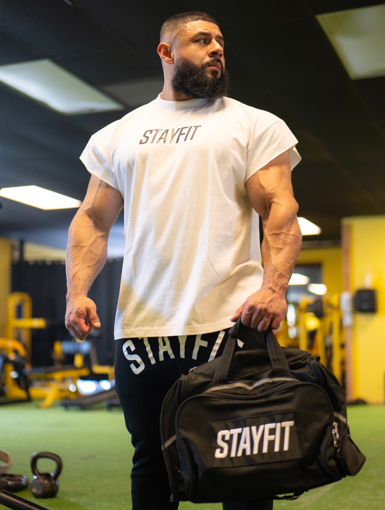 Vertical STAYFIT Oversized Cut Off T Shirt